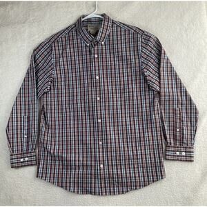 Duluth Trading Shirt Mens Medium Plaid Button Down Relaxed Fit Wrinkle Fighter